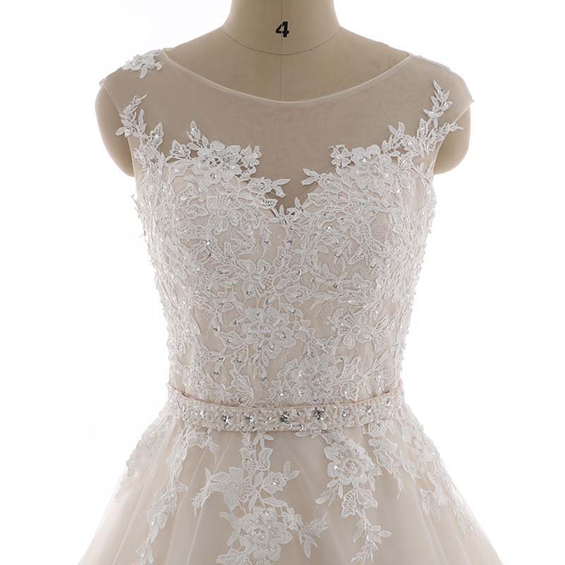 The Elizabeth :: Hand Beaded with French Lace Appliques – Ball Gown Style Wedding Dress