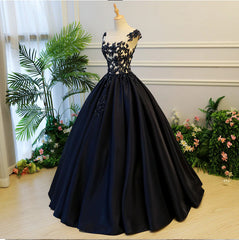 The Elvie :: Black Taffeta & Beaded Lace Bodice Corset Back  Quinceanera Ball Gown
