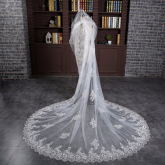 The Felicia – French Lace & Tulle Cathedral Length Bridal Veil