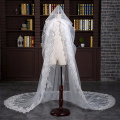 The Felicia – French Lace & Tulle Cathedral Length Bridal Veil