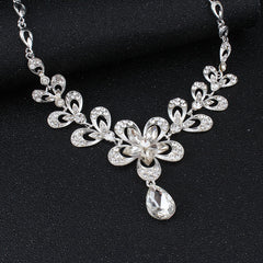 Sunflowers & Diamonds CZ Necklace & Earring Set