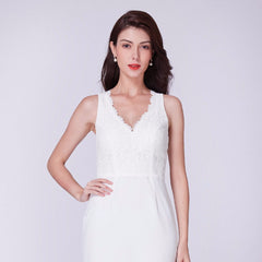 The Francine :: Vintage Style Sheath with Open Lace back & Soft Chiffon Wedding Dress