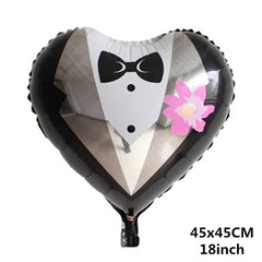 Heart Shape Bride Dress & Tux Balloon
