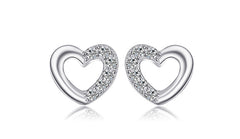 Luxury Heart Love Sterling Silver Bridal Earrings