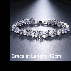 Hearts AAA Rated CZ Bridal Bracelet :: Available in 3 Metal Colors
