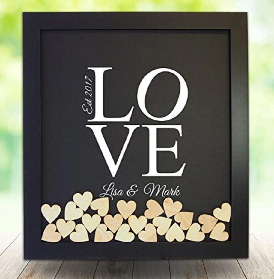 LOVE Frame 3D Heart Guest Book - Avail in 40 Colors - Free Customizing