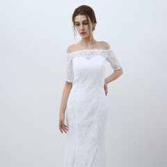 The Julie :: Off Shoulder 3/4 Sleeve Lace Mermaid Gown