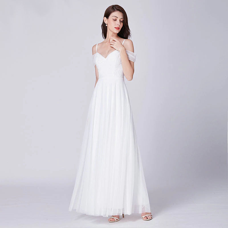 The Lilou :: Swag Shoulder A-line Beach Wedding Dress