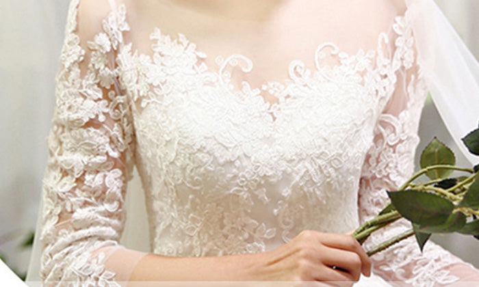 The Loralee :: Vintage Style Long Sleeve Lace & Tulle Wedding Gown