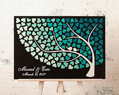 Love Birds in a Tree  3D Heart Guest Book - Avail in 40 Colors - Free Customizing