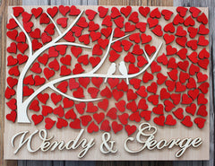 Love Tree 3D Heart Guest Book - Avail in 40 Colors - Free Customizing