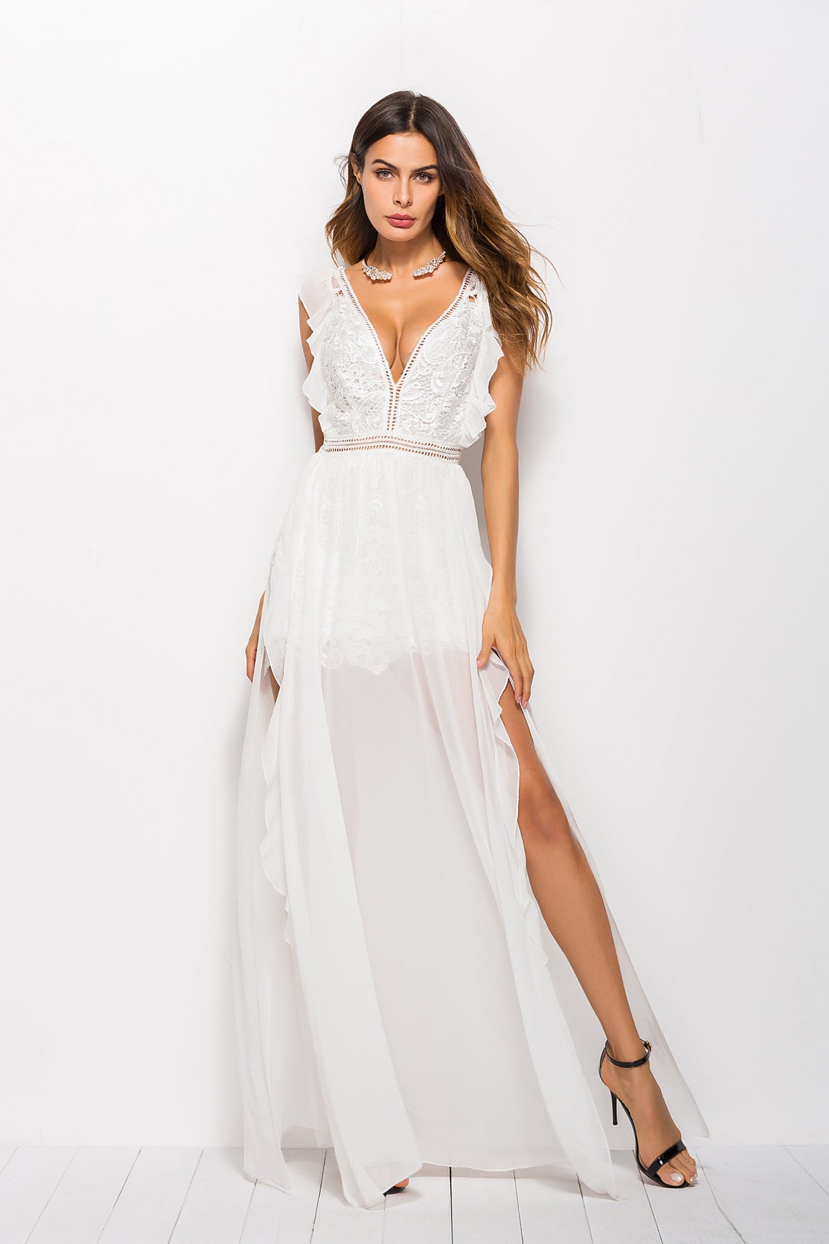 The Mila :: Boho Sexy Lace & Chiffon  Destination Wedding Gown
