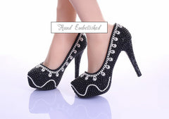 Model # 2310 Black & White Spring Pearls Ultra Heels