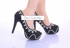 Model # 2310 Black & White Spring Pearls Ultra Heels