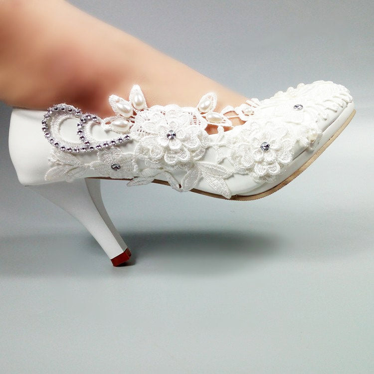 Model 2325 Love Moments Lace Floral & Crystal Swish Bridal Heels