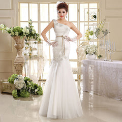 The Monroe - Vintage Style Hand Embellished Cross Ruched Mermaid Wedding Gown