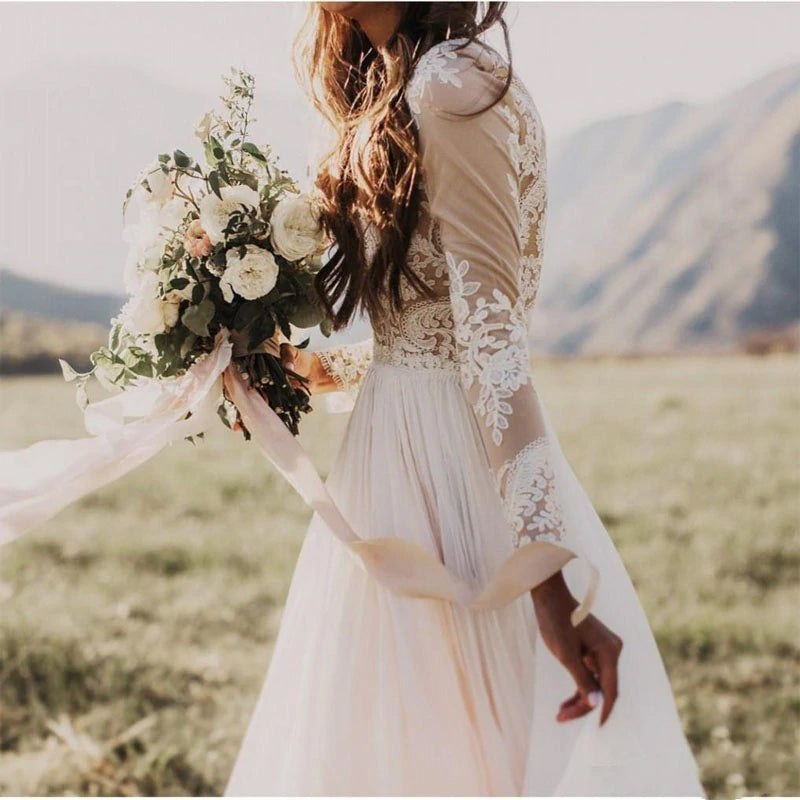 The Paisley :: Long Sleeve Lace & Chiffon Wedding Dress