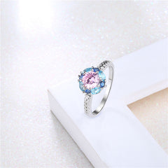 Colorful Blue & Pink Zirconia Engagement Style Ring