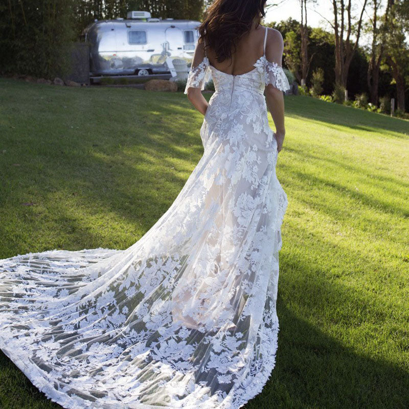 The Priscilla :: Floral Lace A-Line Wedding Dress