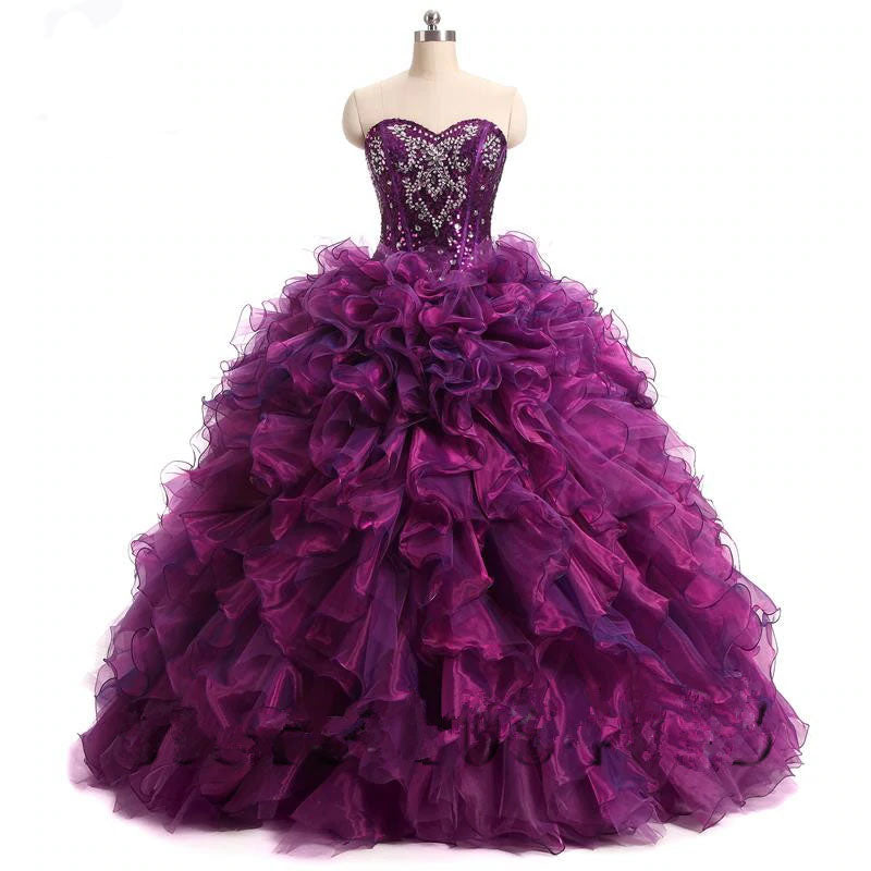 The Rozlyn:: Shimmering Organza with Beaded Bodice Corset Back  Quinceanera Ball Gown