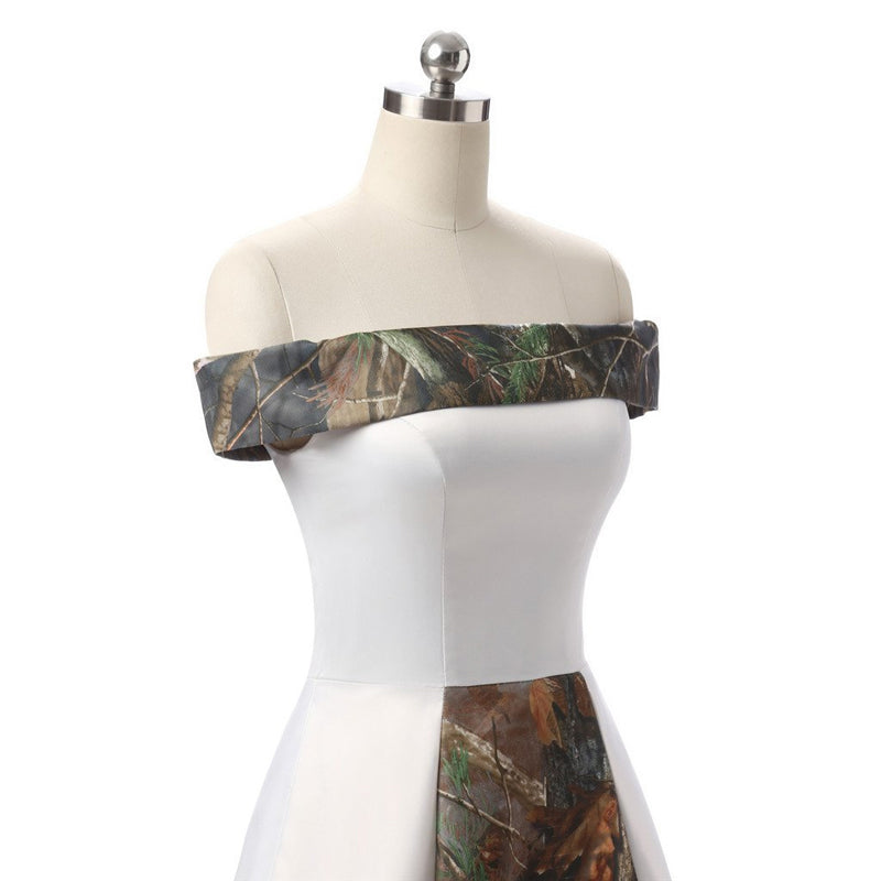 The Shola Off Shoulder Camouflage Wedding Dress