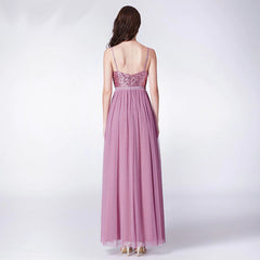 Dazzling A-line V-Neck, Low back Sequinned & Chiffon Bridesmaid Dress