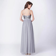 Dazzling A-line V-Neck, Low back Sequinned & Chiffon Bridesmaid Dress