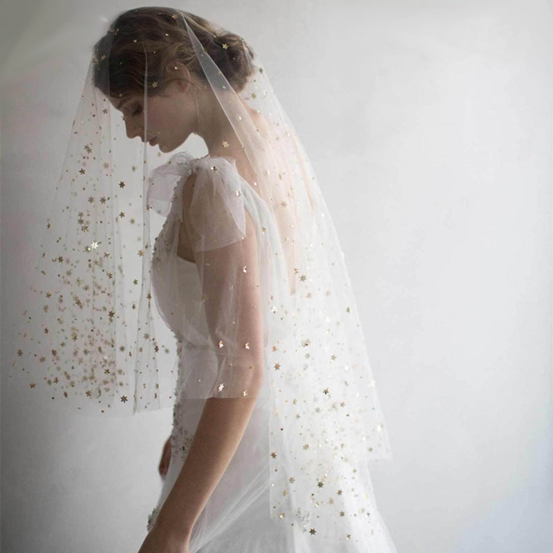 Falling Stars – Gold Star Embellished Bridal Veil