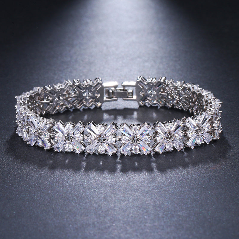 Square Flowers Bridal Bracelet :: Available in 3 Styles