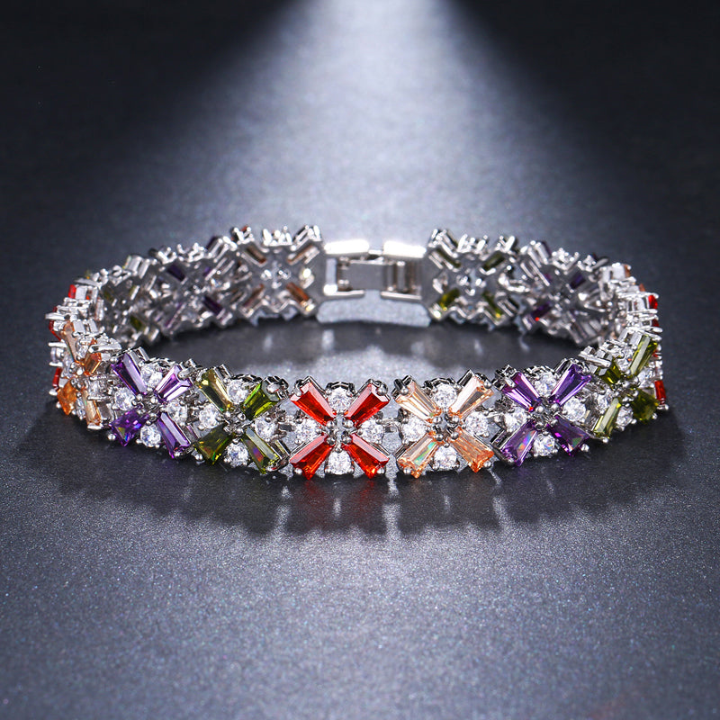 Square Flowers Bridal Bracelet :: Available in 3 Styles