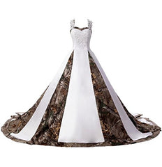 The Stella Camouflage & Lace Tank Style Wedding Dress