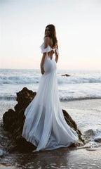 Style 1117 - Off Shoulder Open Bikini Back Mermaid Wedding Dress - Sizes Up to 28 W