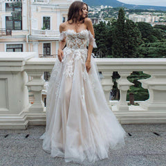 The Felina Sexy Off Shoulder Lace & Tulle A-Line Wedding Dress - Avail Up to 28 W