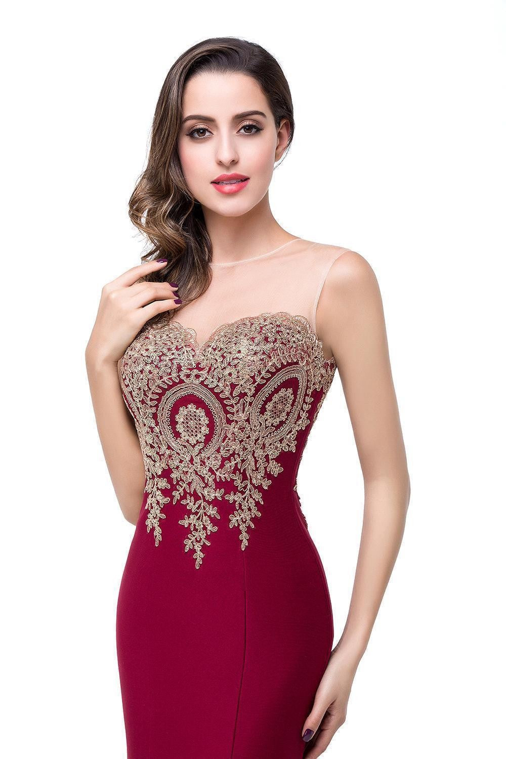 Style 2313 - Gold Applique Mermaid Gown - Available in 11 Colors -