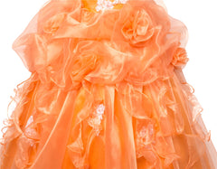 Sunset :: Shimmering Orange Organza & Tulle with Corset Back  Quinceanera Ball Gown