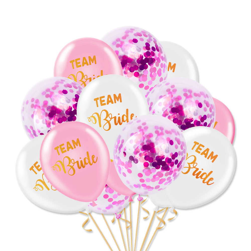 Team Bride Rose Gold Confetti Balloon Sets - 12 Pieces