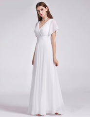 The Theodora :: Vintage Chiffon Short Bell Sleeve Wedding Dress :: Available Up to Size 26 W