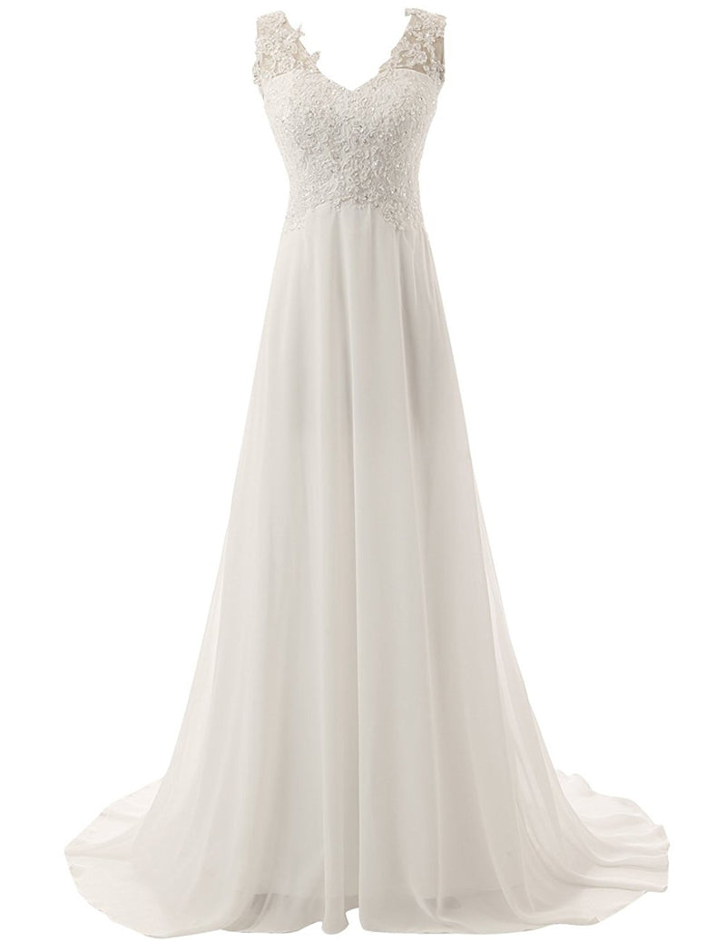 The Tialee Lace and Chiffon Boho A-Line Wedding Dress - Avail. Up to 26W