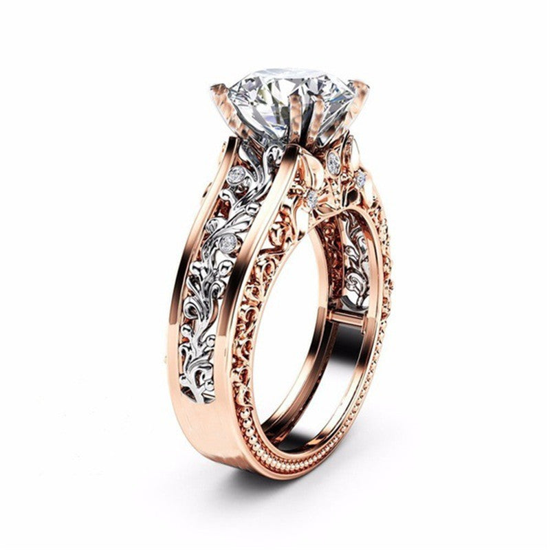 Vintage Platinum Leaf & Rose Gold Women’s Wedding or Engagement Ring