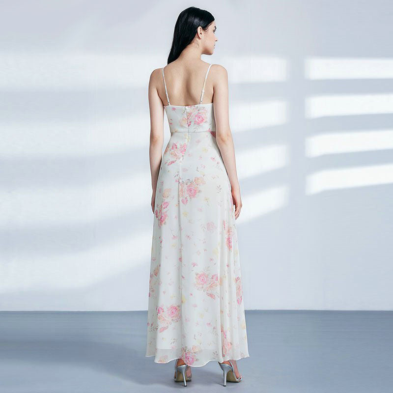 The Suni - Floral  Pattern V-Neck Bridesmaids Dress