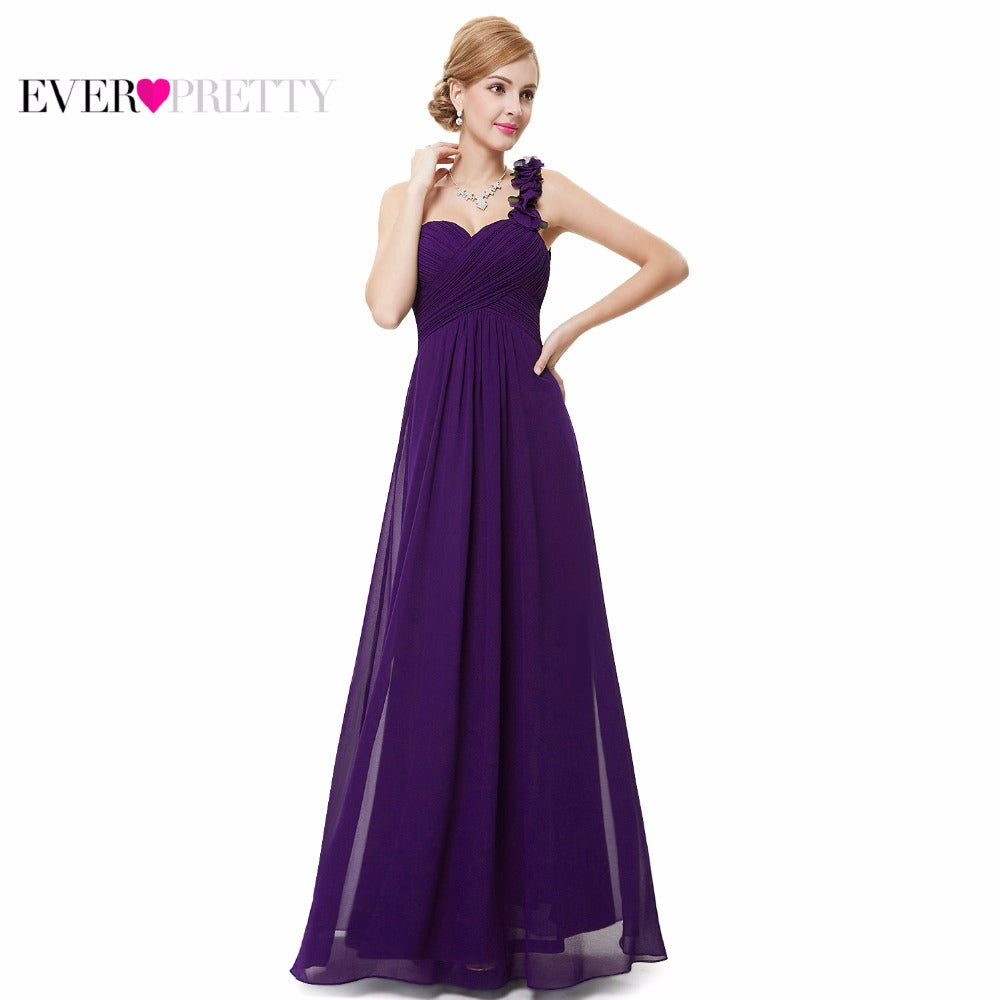 One Shoulder Chiffon Padded Cross Ruched Empire Bridesmaid Dresses