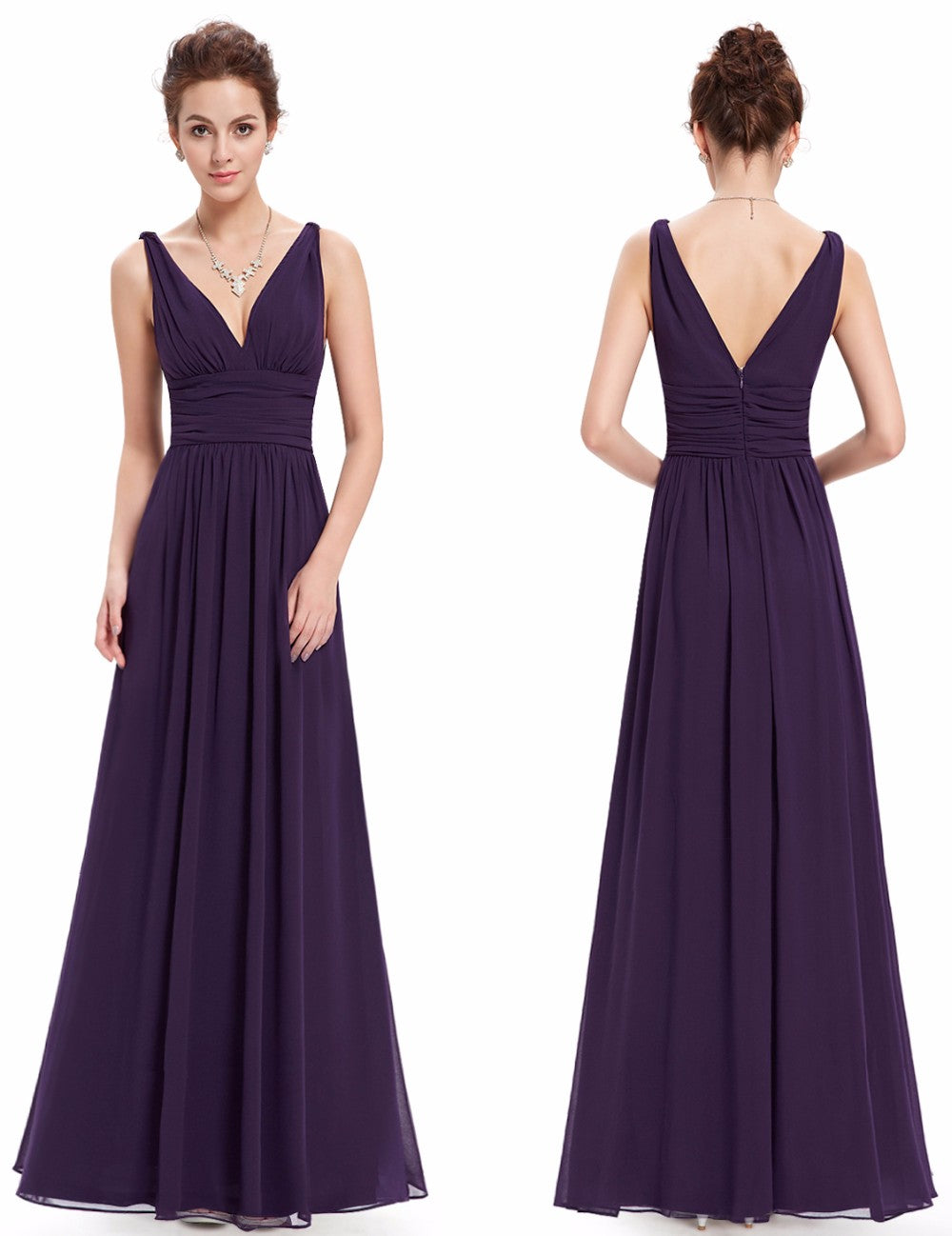 Double Deep  V Long Formal Bridesmaid Dresses for 2018 - Available in 7 Colors!