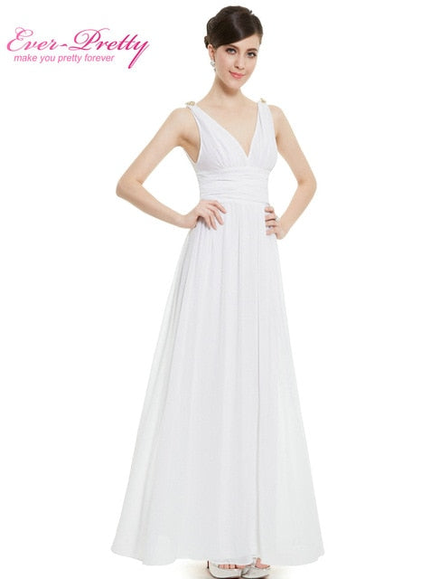 Elegant Wide Waist Sweep Train Empire Ruched Double V-neck & Back Bridesmaid Dress - Available in 14 colors