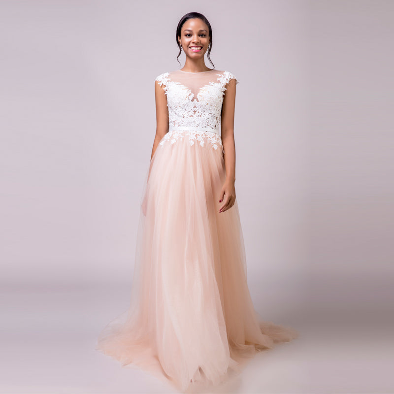 The Claudine - Vintage Style Lace & Tulle Wedding Dress