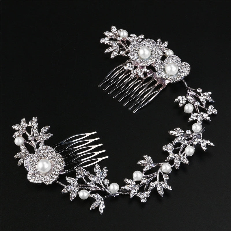 Crystal Daisy & Leaves Bridal hair Comb/Wreath