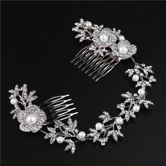 Crystal Daisy & Leaves Bridal hair Comb/Wreath