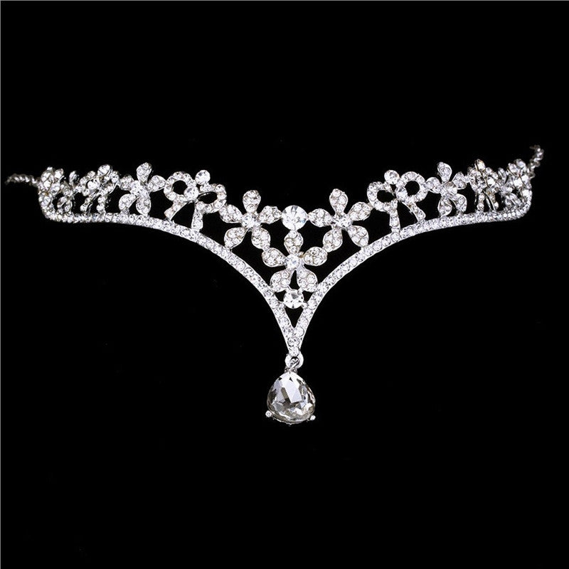 Handcrafted Exotic Crystal Bridal Headdress w/hanging Crystal