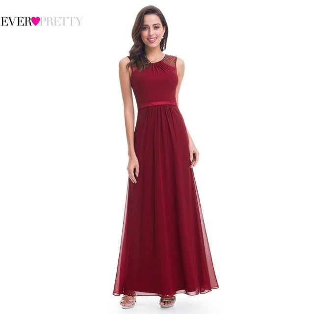 Chiffon Illusion Lace Tank Style V-Neck Bridesmaid Dress - Available in 9 Colors
