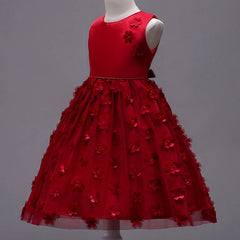 Sleeveless 3D Floral Flower Girl Dress Available in 5 Colors
