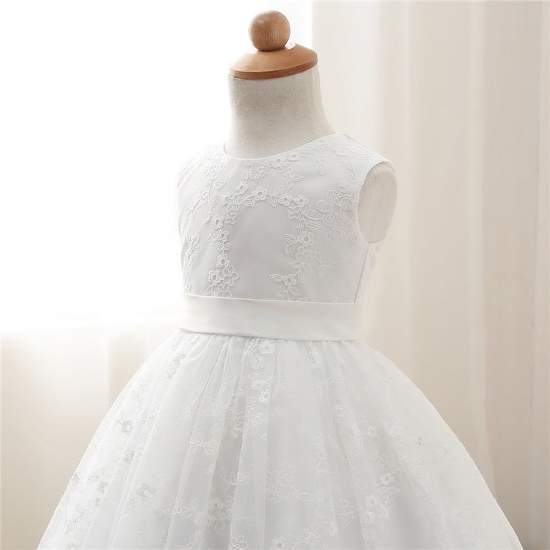 Girls Tea Length Lace A-Line Flower Girl Dress - Available in 2 Colors!